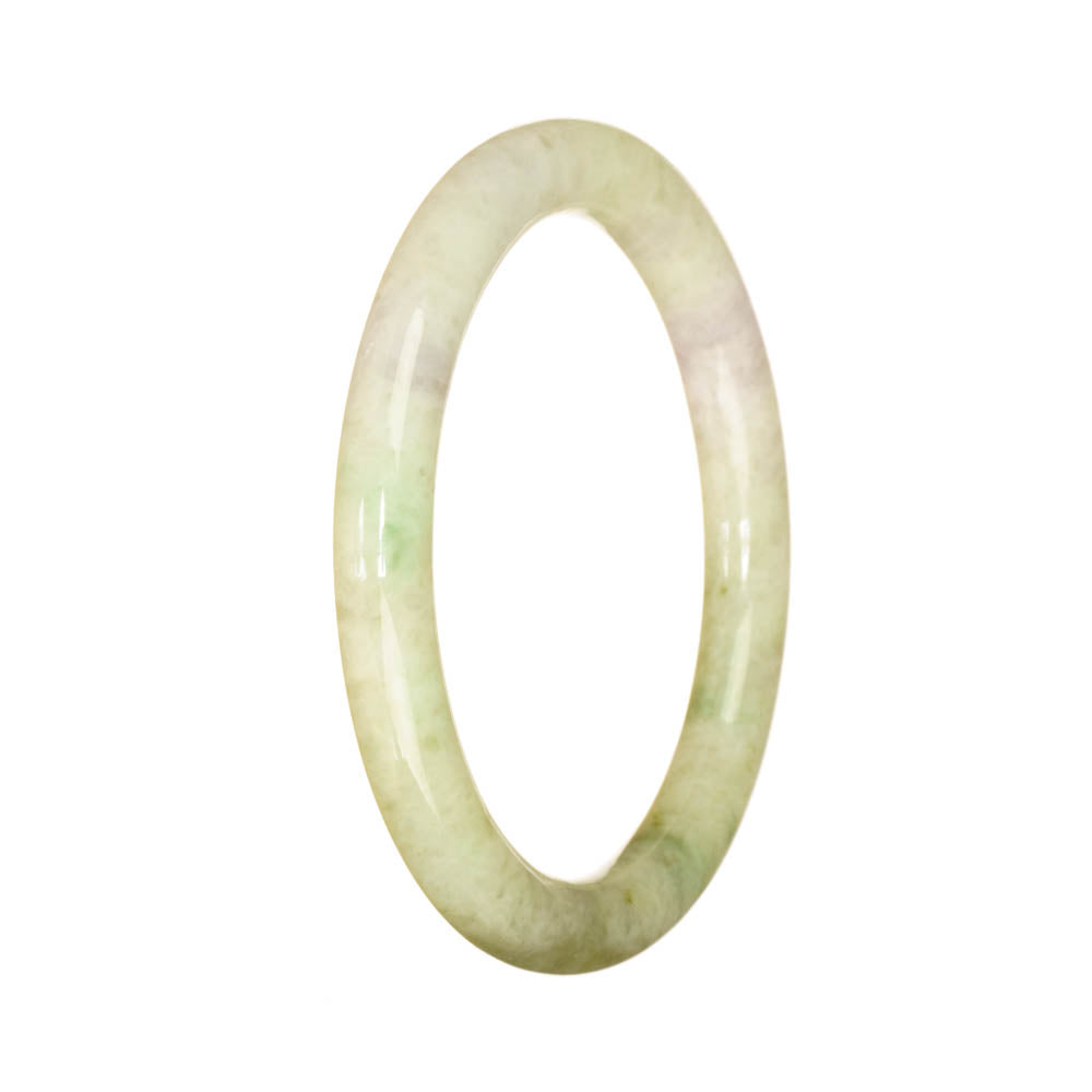 Authentic Grade A Light Green and Green Pattern Jade Bangle - 55mm Petite Round