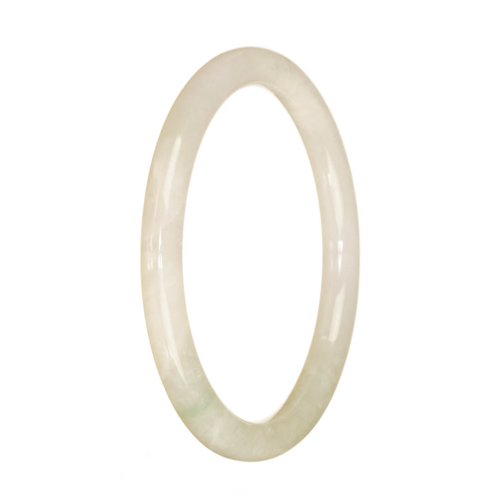 A small, round white jade bangle bracelet, crafted with authentic Grade A traditional jade. Perfect for adding a touch of elegance to any outfit.