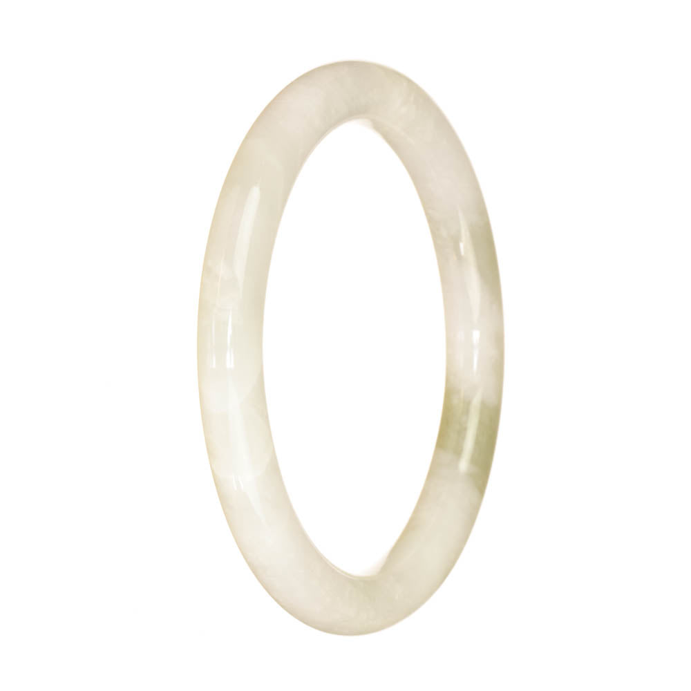 A small round white jade bangle bracelet with a genuine grade A quality. Perfect for petite wrists, measuring 59mm in diameter. From the MAYS™ collection.