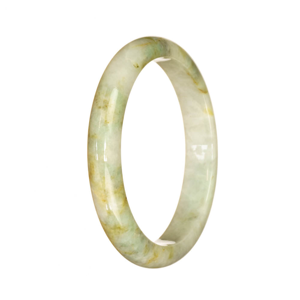 A light green traditional jade bracelet with a half moon design, certified Grade A.
