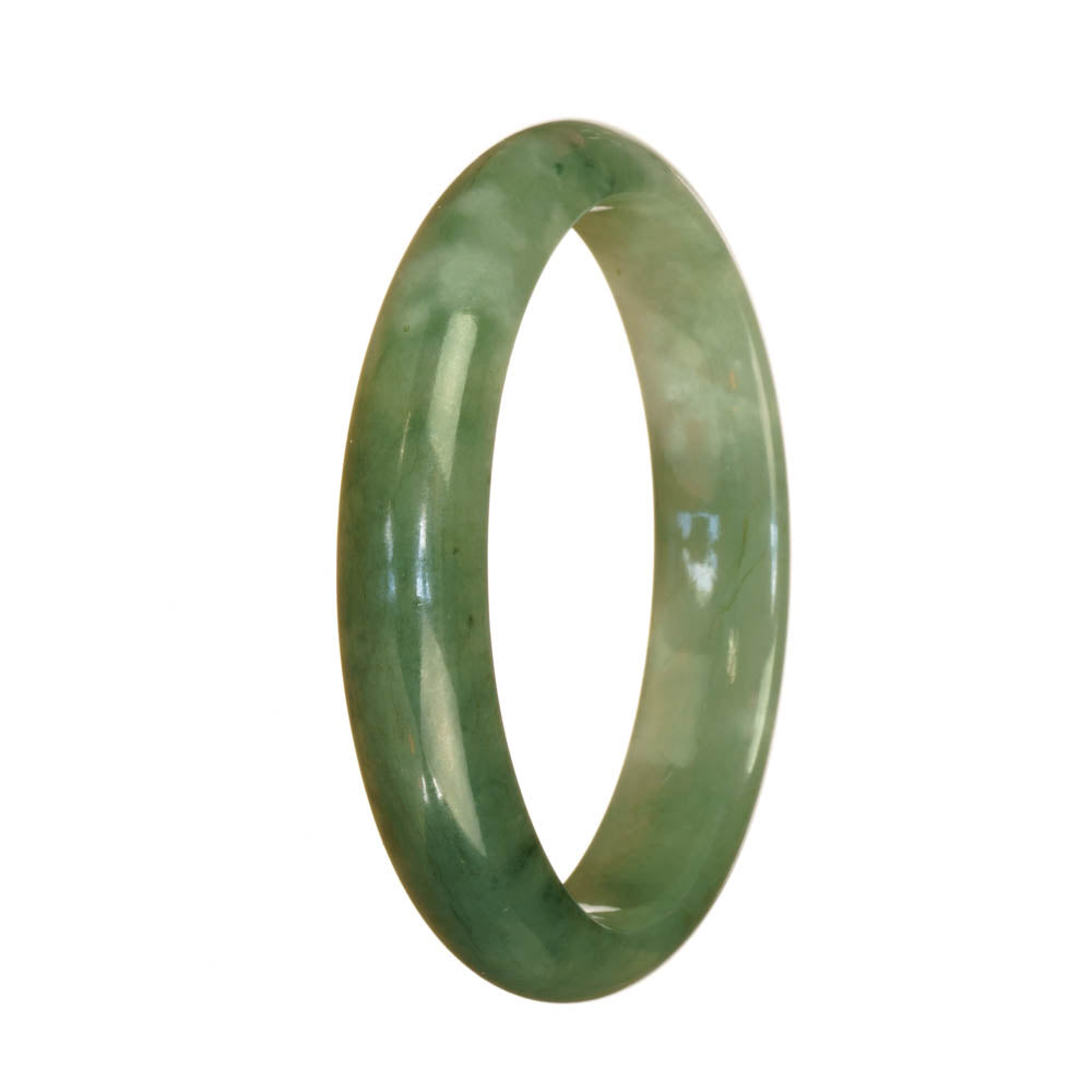 Certified Grade A Green Pattern Jade Bangle Bracelet - 59mm Oval