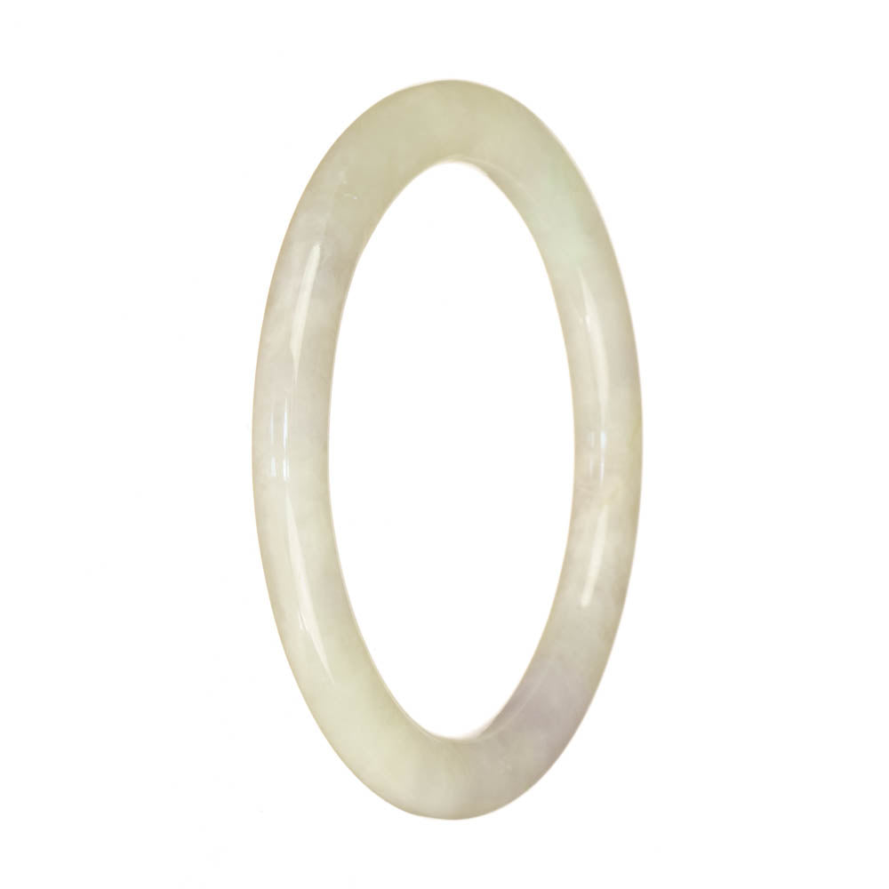 Genuine Type A White Burmese Jade Bangle Bracelet - 59mm Petite Round