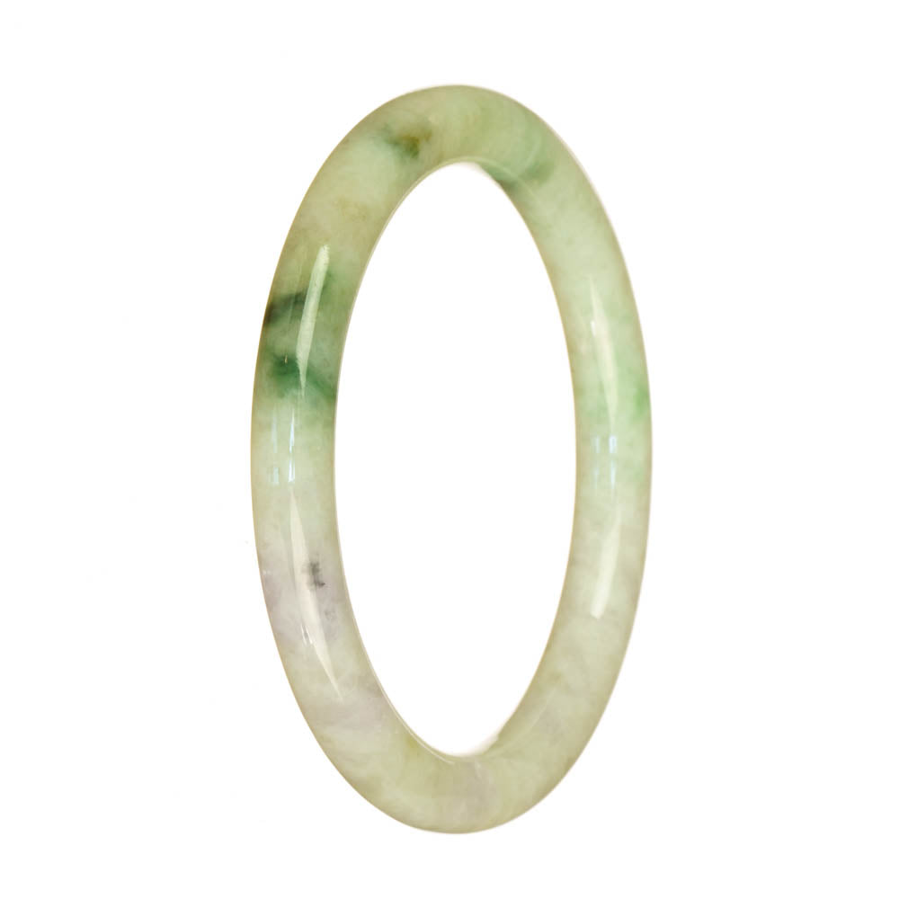 Genuine Grade A Light Green with Lavender Jadeite Jade Bangle Bracelet - 59mm Petite Round