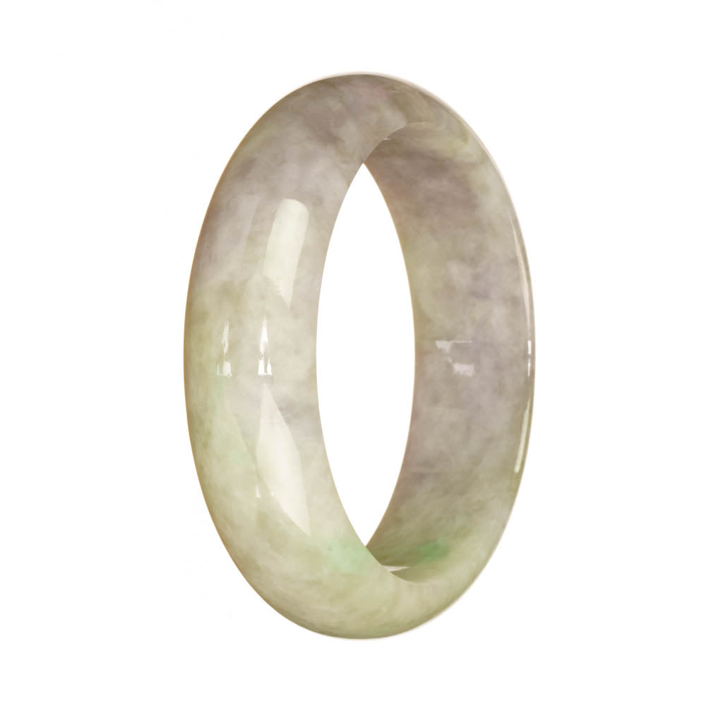 Genuine Natural Light Green and Lavender Jadeite Bangle - 62mm Half Moon