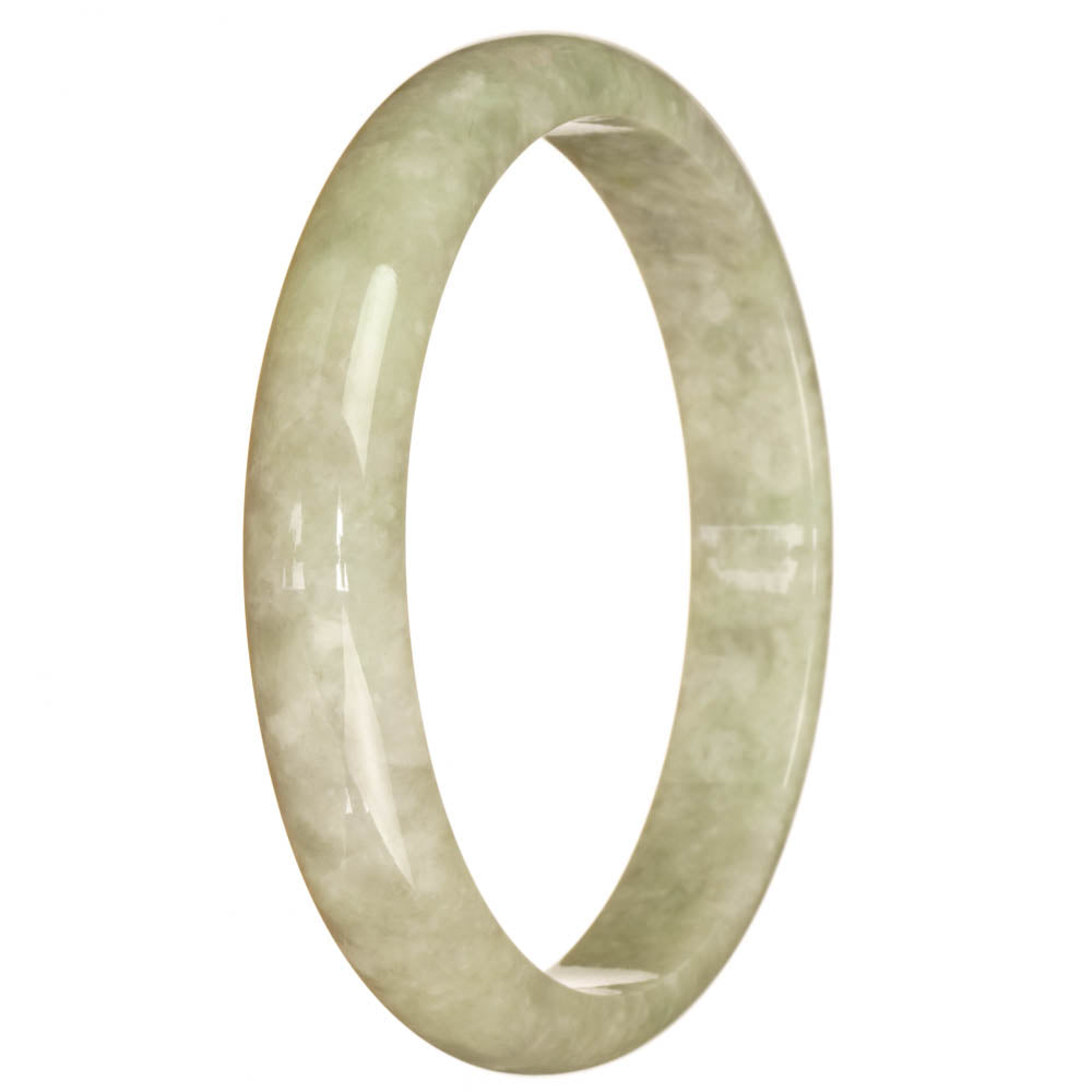 Certified Untreated Pale Green Burma Jade Bangle Bracelet - 82mm Half Moon