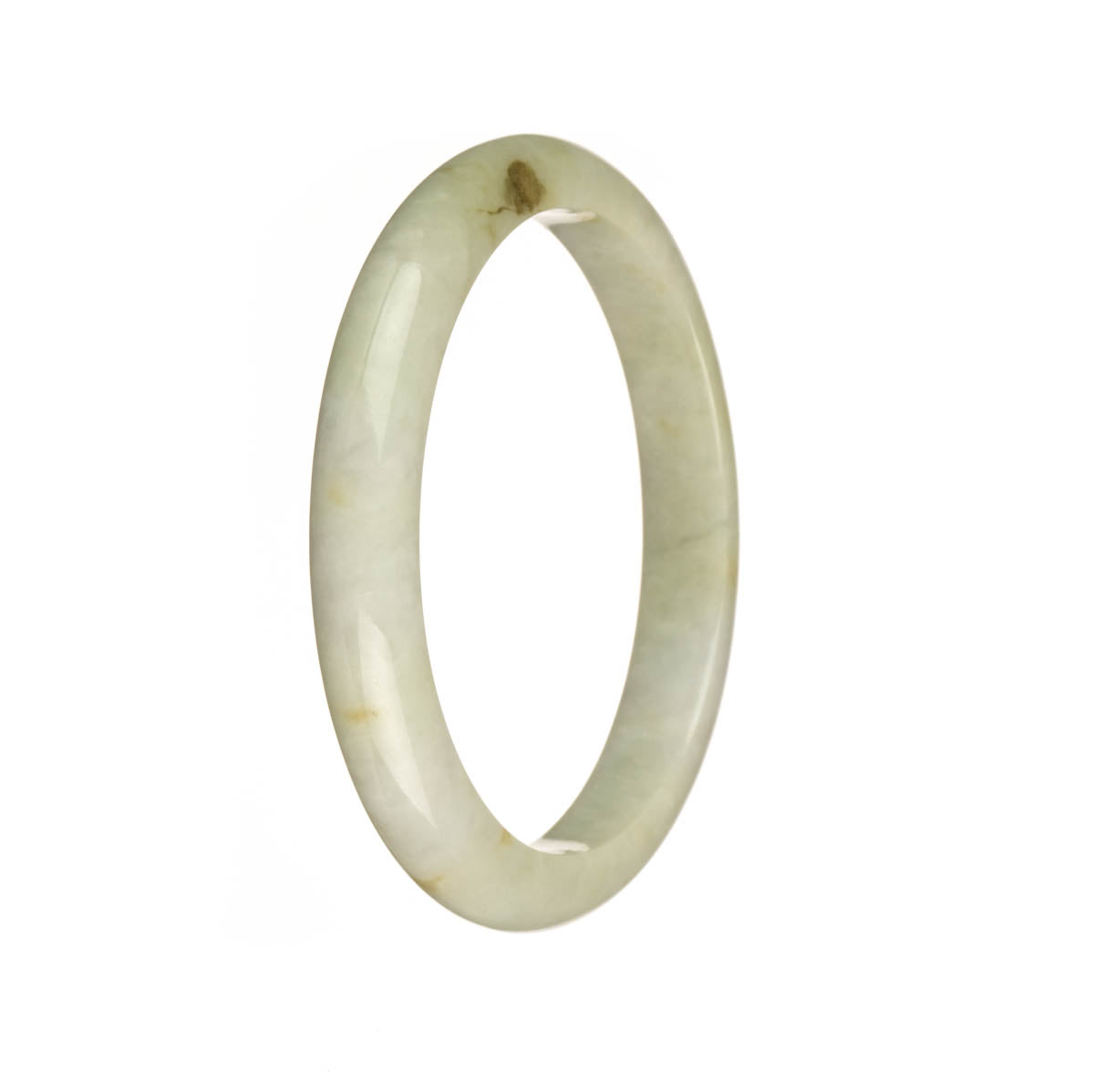 Genuine Grade A White with Brown Spots Traditional Jade Bracelet - 56mm Semi Round