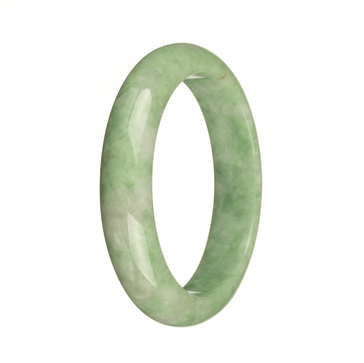 Real Natural Apple Green Jade Bracelet - 58mm Half Moon