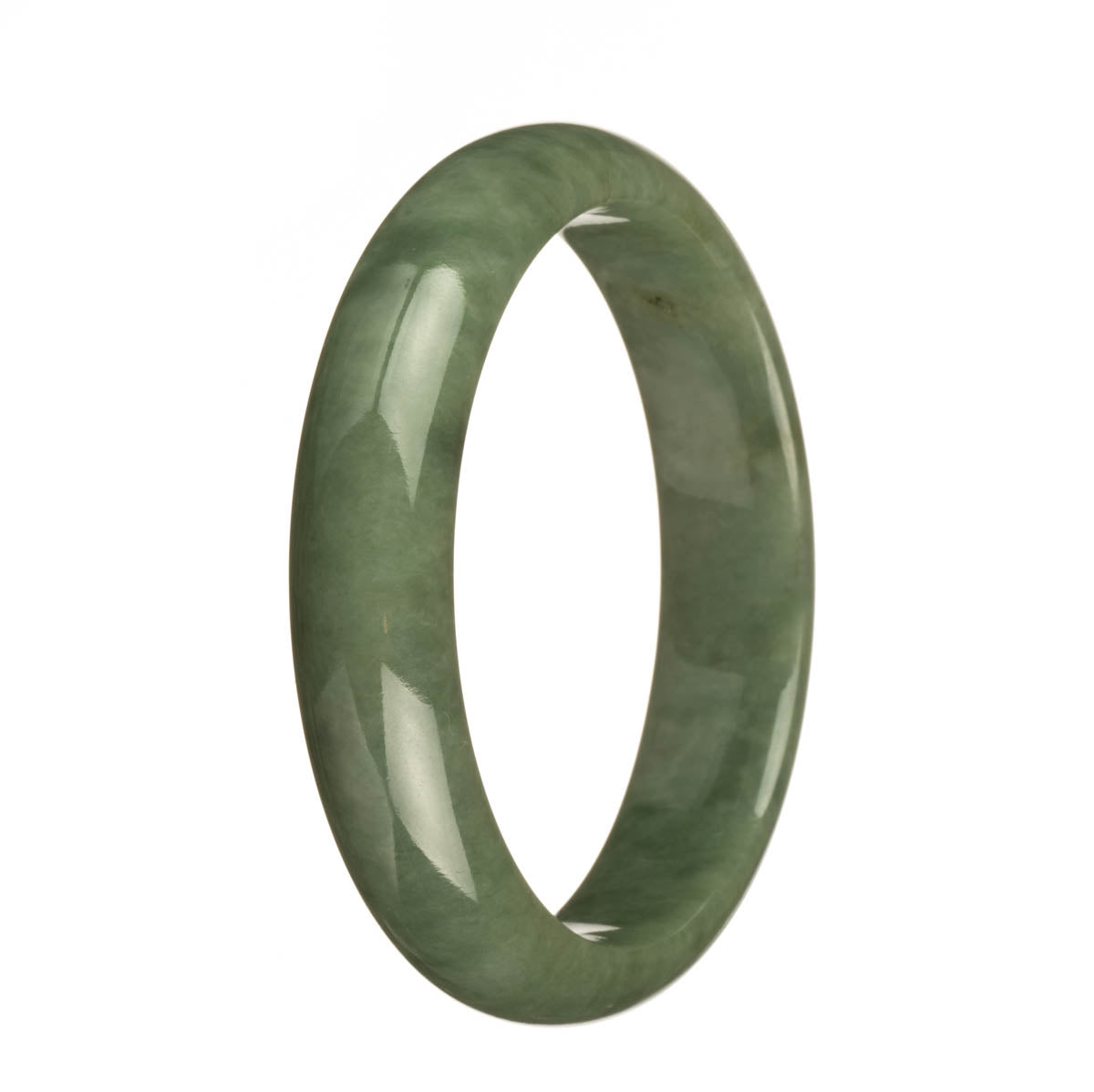 Genuine Untreated Green Traditional Jade Bangle Bracelet - 64mm Half Moon