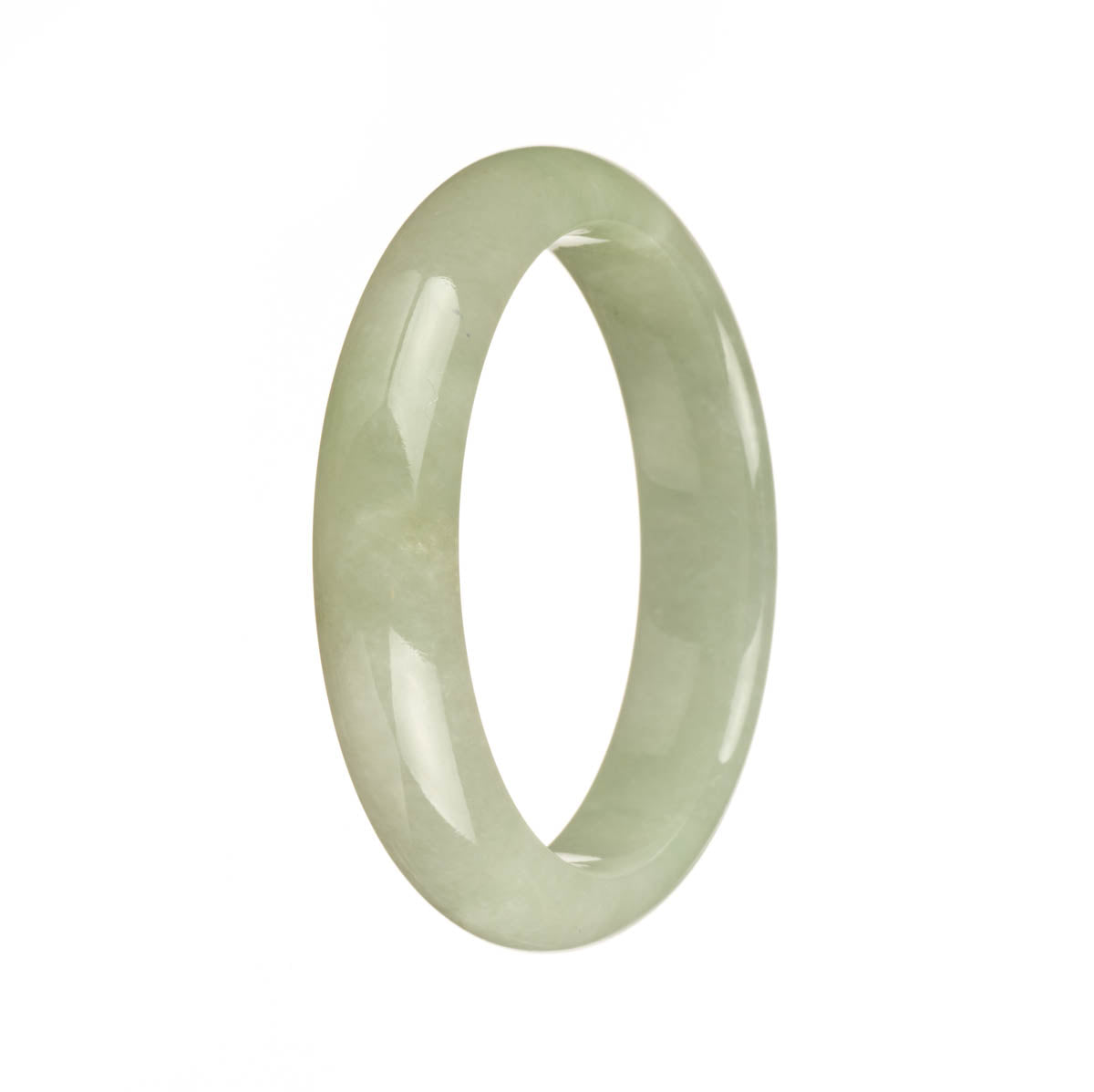 Real Type A Light Green Jadeite Jade Bangle Bracelet - 55mm Half Moon