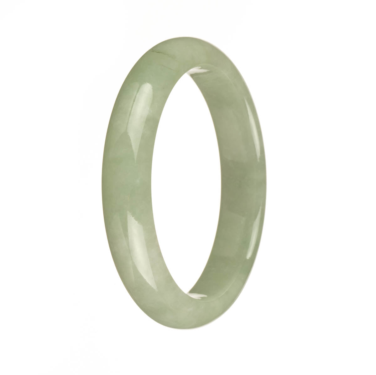 Authentic Grade A Green Jade Bangle Bracelet - 59mm Half Moon