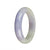 A beautiful bracelet made of genuine Grade A green and lavender jade, featuring a 55mm half moon design.