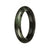 A black traditional jade bracelet with a half moon design, measuring 55mm in size. Genuine Type A jade.