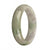 A lavender jade bangle with a green pattern, certified as untreated, in a traditional half moon shape, measuring 62mm. The brand is MAYS™.