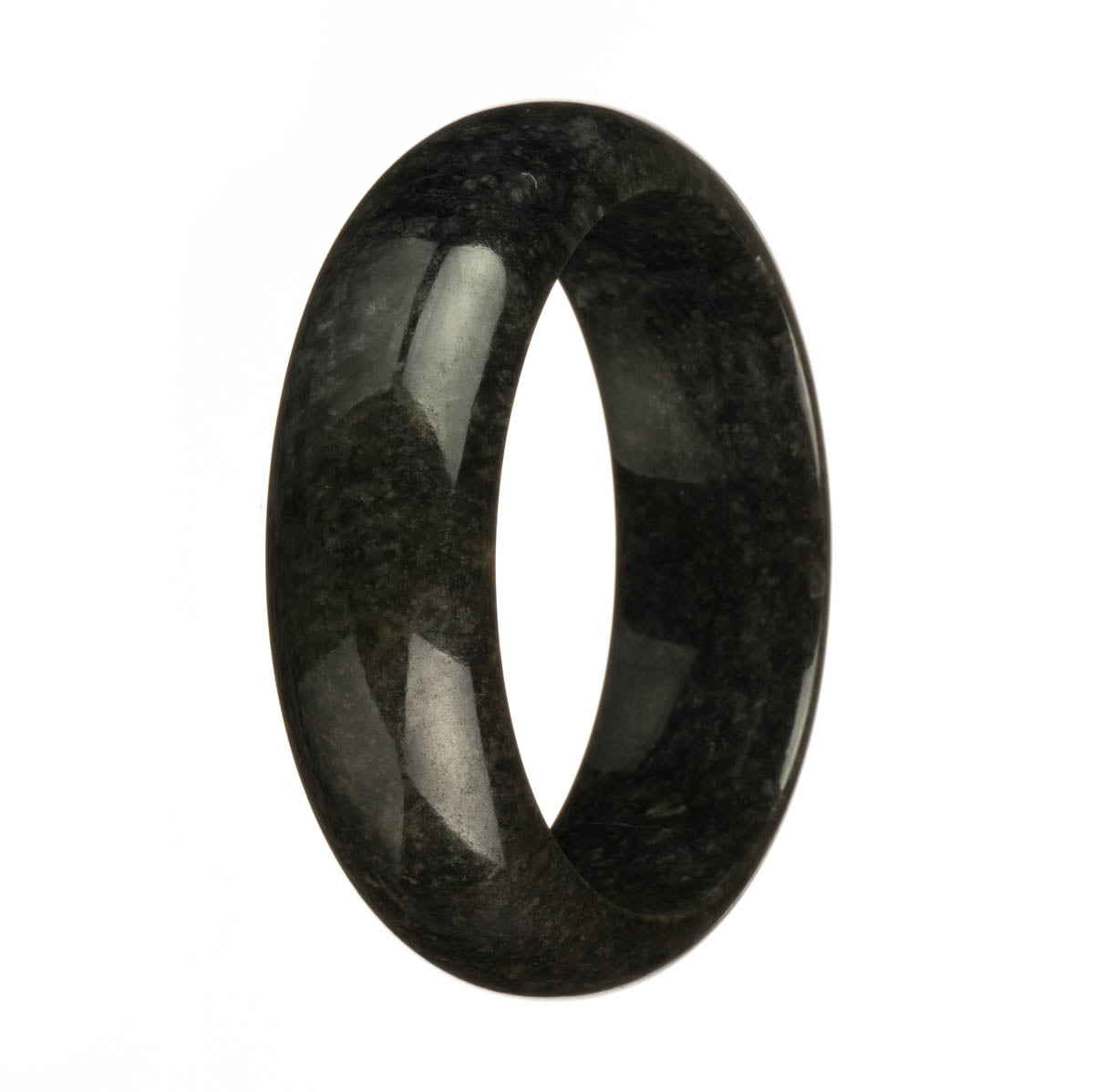 A half-moon shaped black jadeite bangle bracelet, made from real natural jadeite.