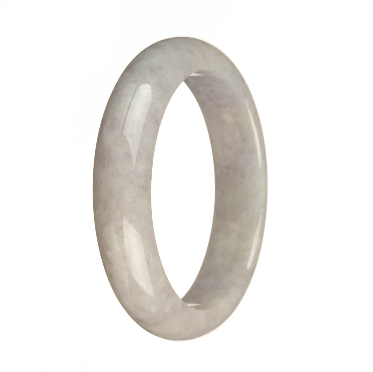 A lavender Burma jade bangle with a half moon shape, crafted from real natural materials.