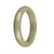 A high-quality jade bangle bracelet with a half-moon shape in a beautiful olive green color, sourced from Burma.