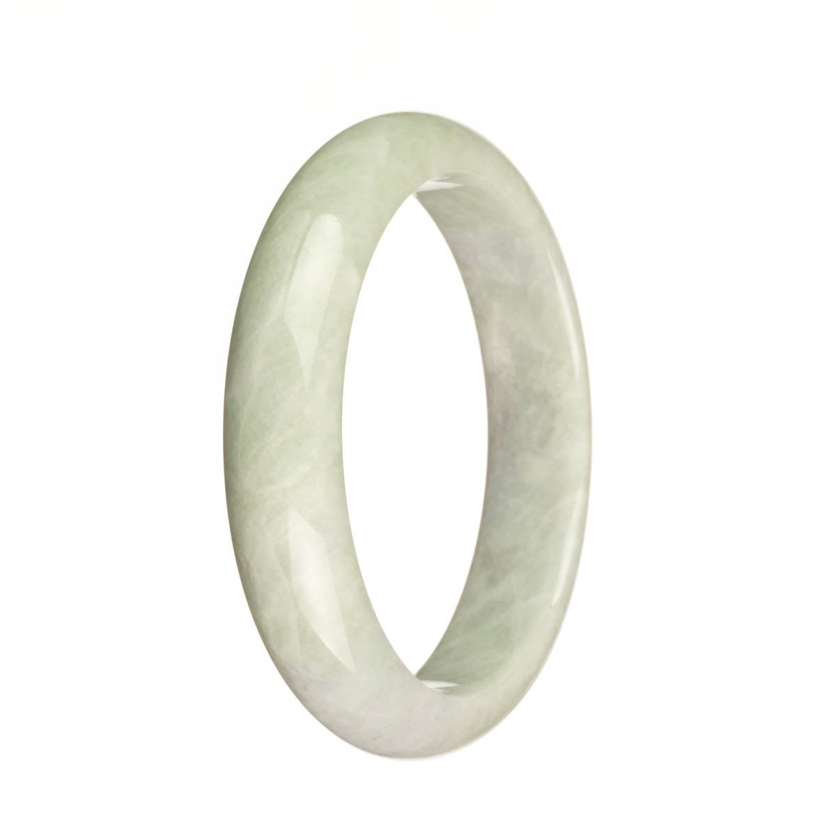 A genuine Grade A Green and Lavender Traditional Jade Bangle with a 59mm Half Moon shape, available at MAYS.