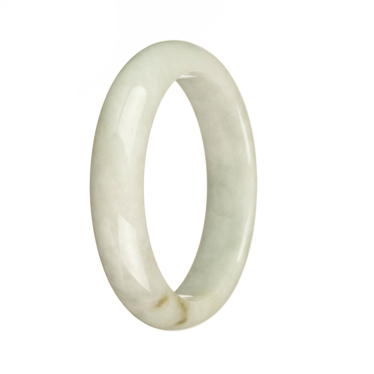 Genuine Grade A Greyish White with Brown Patches Traditional Jade Bangle Bracelet - 58mm Half Moon