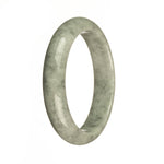 Genuine Untreated Grey Pattern Burmese Jade Bangle Bracelet - 59mm Half Moon