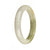A beautiful jade bracelet featuring genuine Type A white and olive green jade with a yellow patch. The bracelet has a unique 59mm half moon shape and is from the MAYS collection.