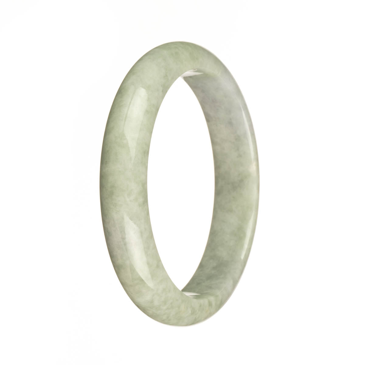 Genuine Type A Green with Lavender Patch Traditional Jade Bracelet - 59mm Half Moon