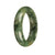 A close-up image of a vibrant green jade bangle with a type A green pattern. The bangle has a half-moon shape and measures 55mm in diameter. It is made from genuine jadeite jade.