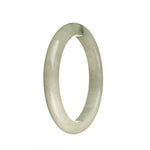 Authentic Type A White with Green Pattern Jade Bangle Bracelet - 55mm Semi Round