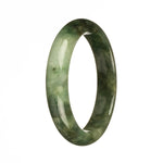 Real Type A Green Patterns Burma Jade Bangle - 58mm Half Moon