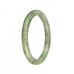 A beautiful, petite round green jadeite jade bangle bracelet, crafted with high-quality grade A green jade. The bracelet measures 56mm in diameter and is perfect for adding a touch of elegance to any outfit.