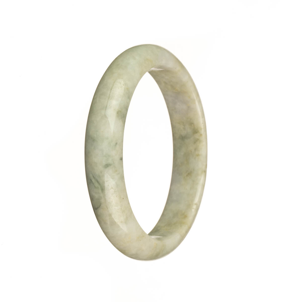 A half moon shaped grey jade bangle, crafted from genuine natural Burma jade.