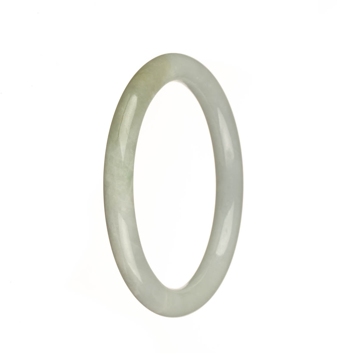 Certified Untreated White Traditional Jade Bangle - 56mm Petite Round