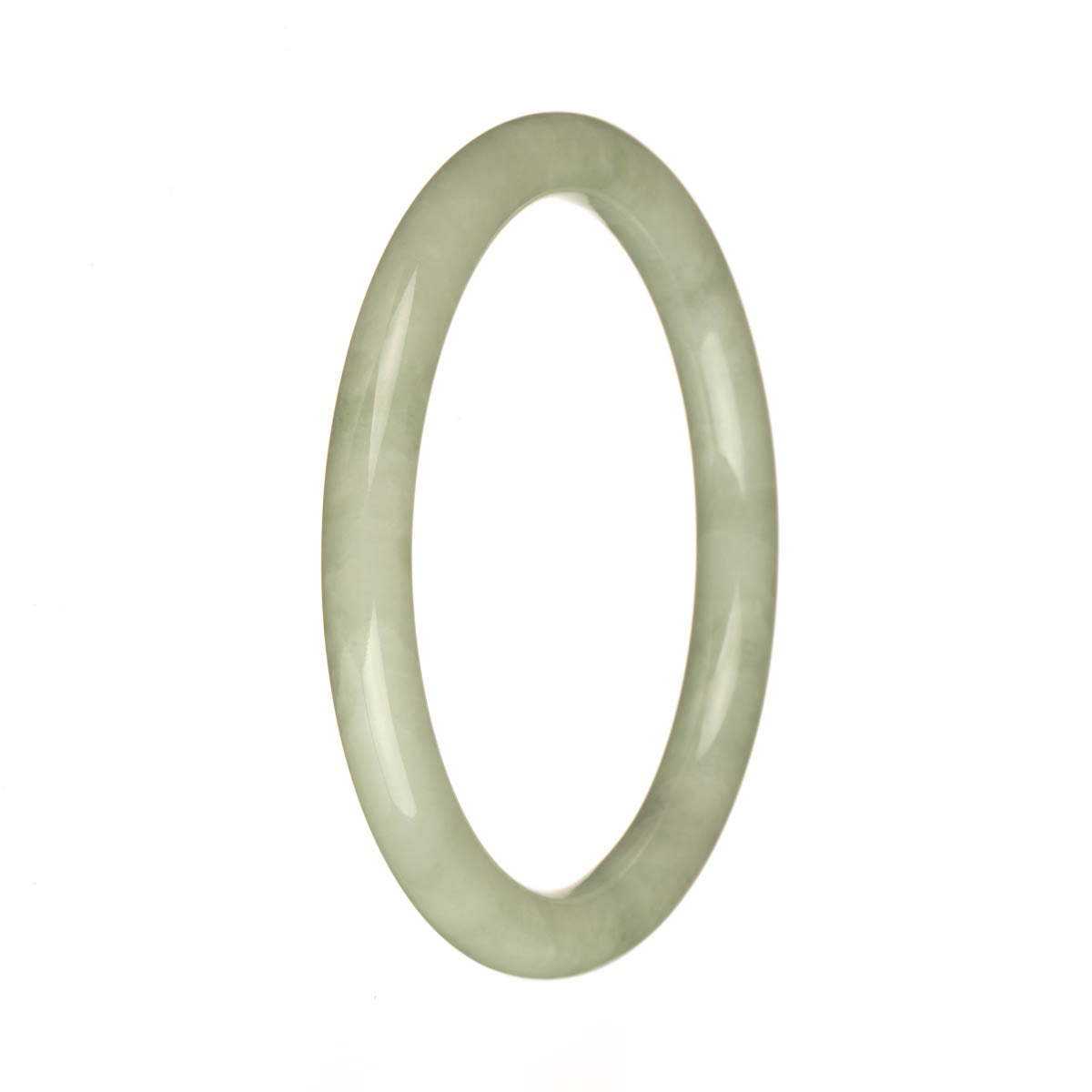 Real Natural Light Green Jade Bangle Bracelet - 60mm Petite Round