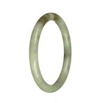 Authentic Untreated Grey with Apple Green and Brown Patterns Jadeite Bangle - 59mm Petite Round