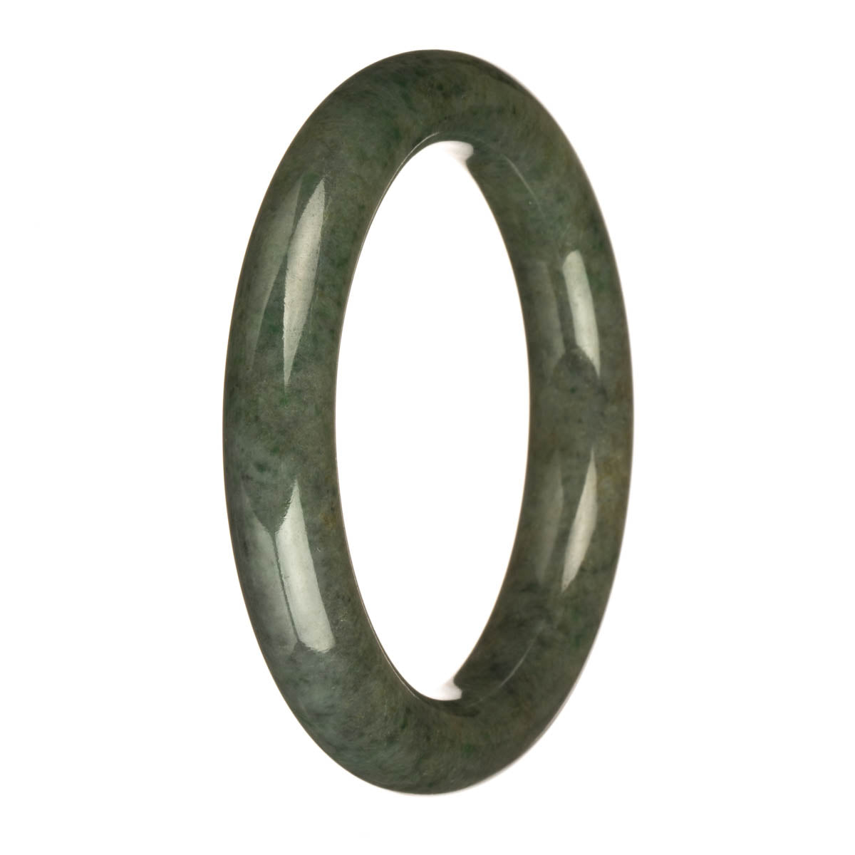 A round bracelet made of high-quality grey Burma Jade with beautiful apple green patterns. This bracelet has a diameter of 61mm and is a stunning piece from the MAYS™ collection.