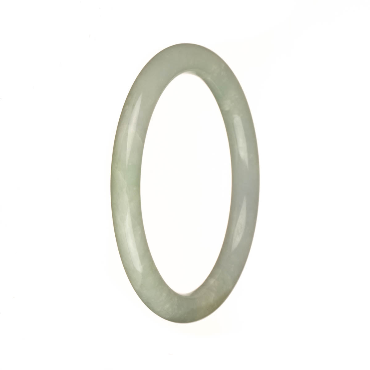 Authentic Natural White with Green Spots Jadeite Jade Bracelet - 56mm Petite Round
