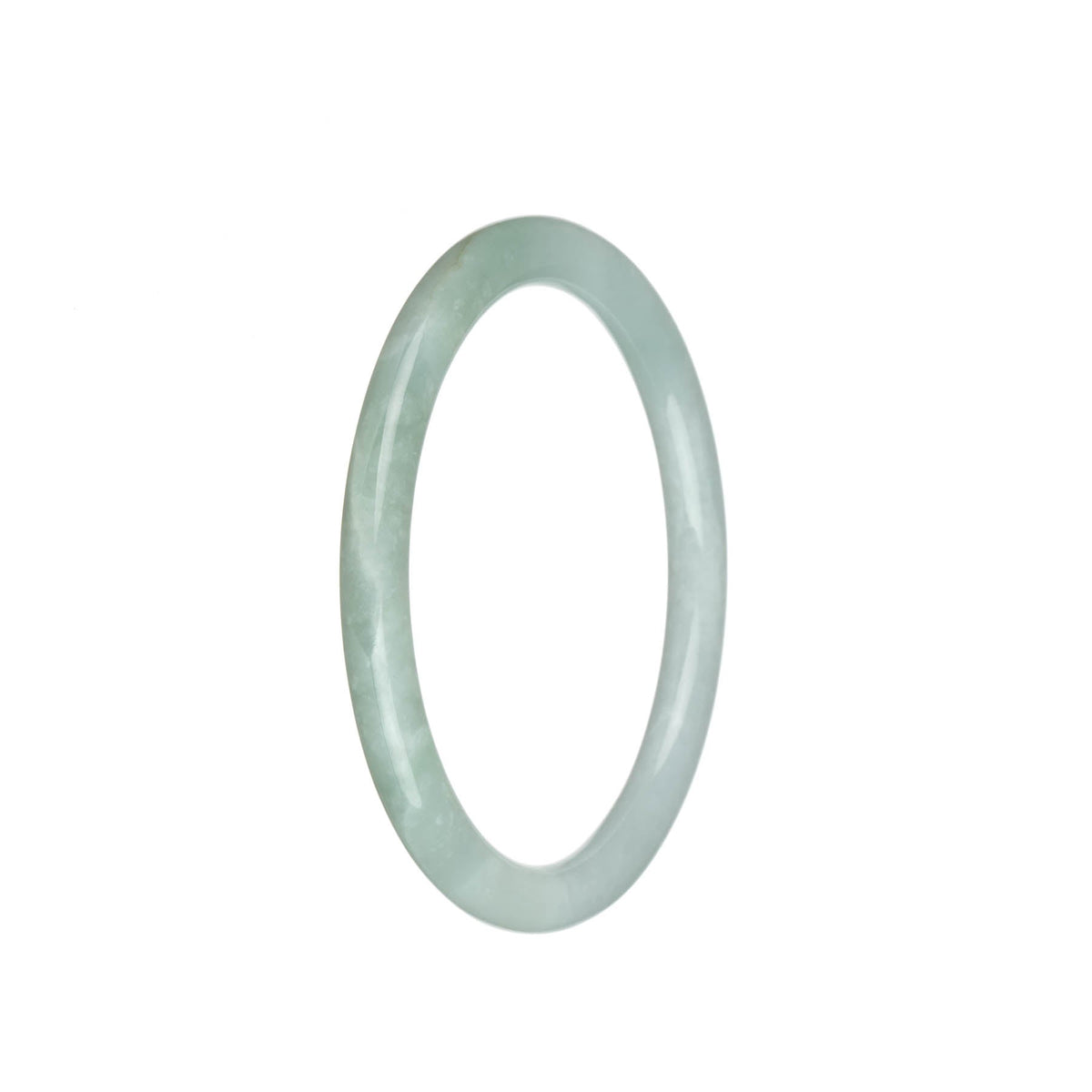 Authentic Grade A White with Pale Green Burma Jade Bracelet - 61mm Petite Round