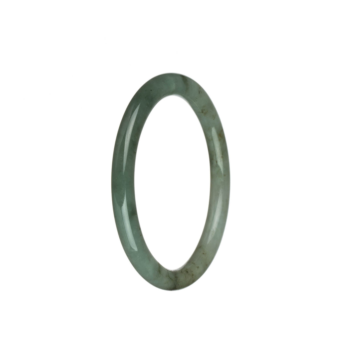 Real Natural Green with Pale Green Jadeite Jade Bracelet - 57mm Petite Round