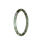 A beautiful, petite round jadeite bracelet with a mix of white, olive green, and brown patterns. Perfect for adding a touch of elegance to any outfit.