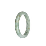Certified Grade A Light Grey with Pale Green and Brown Spots Burma Jade Bracelet - 54mm Half Moon