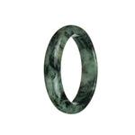 Genuine Grade A Green with Dark Green and Light Brown Patterns Traditional Jade Bracelet - 60mm Half Moon