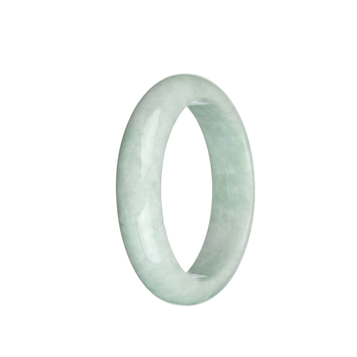 An elegant half moon-shaped bracelet made of certified Grade A Plae Green Burma Jade measuring 59mm.
