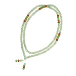 Green with Yellow and Red Jadeite Jade Bead Necklace