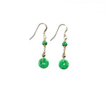Emerald Green Jade Gold Drop Earrings