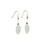 Icy White Jade Gold Drop Earrings