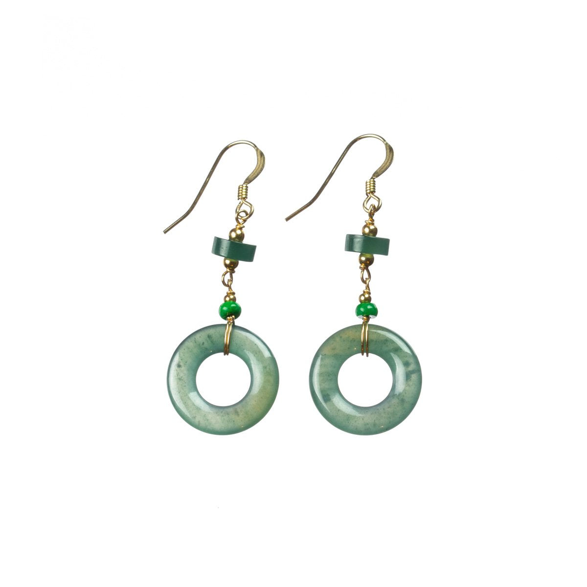 Icy Bluish Green Jade Gold Drop Earrings