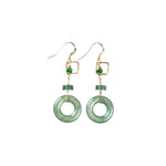 Icy Bluish Green Jade Gold Drop Earrings