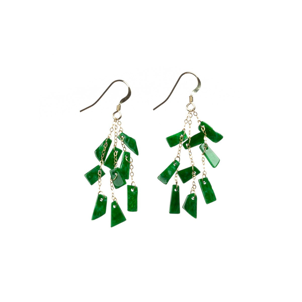 Imperial Green Jade Gold Drop Earrings