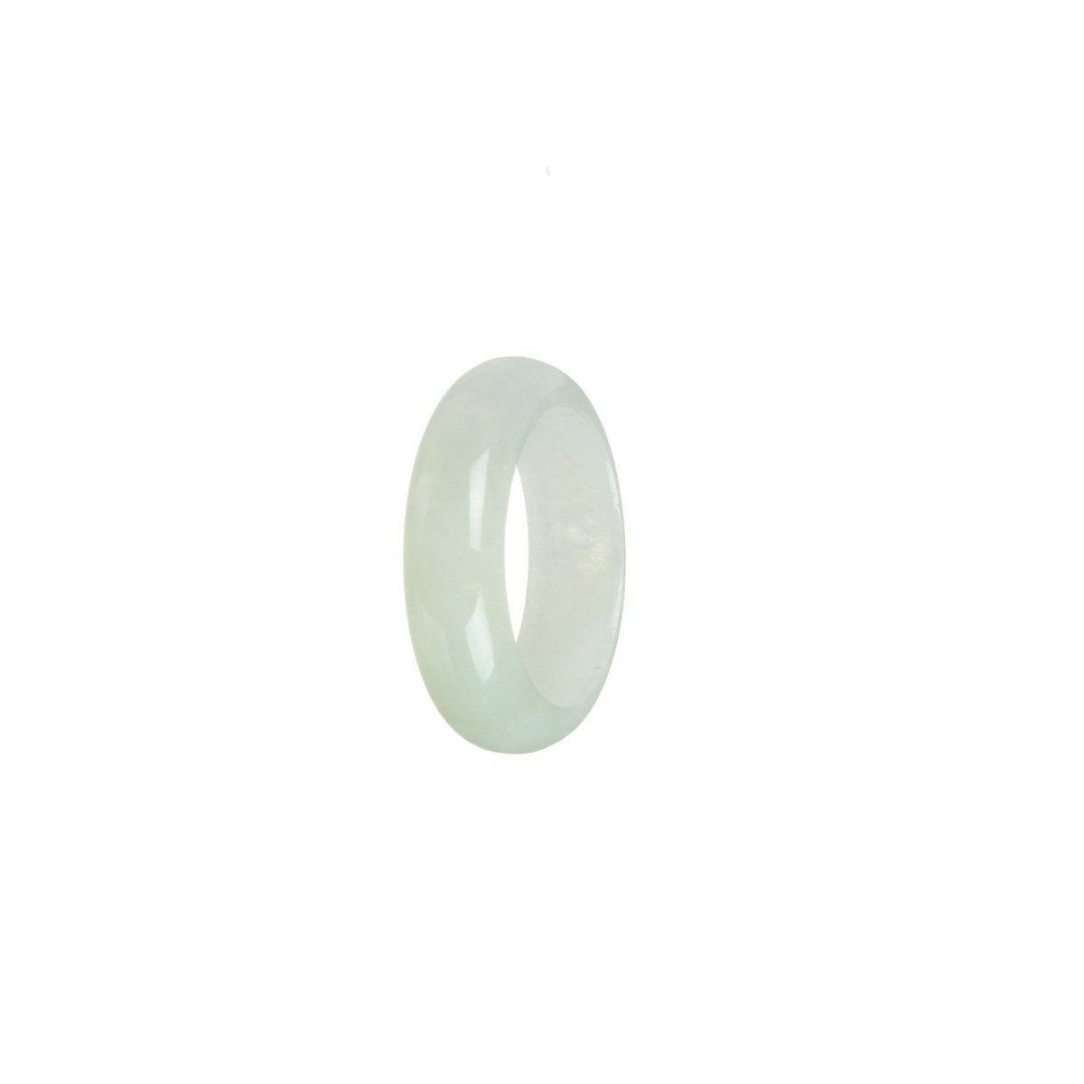 Authentic White with Green Jadeite Jade Band - Size Q 1/2