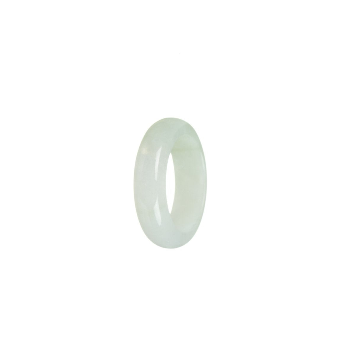 Authentic White with Green Jadeite Jade Band - Size Q 1/2