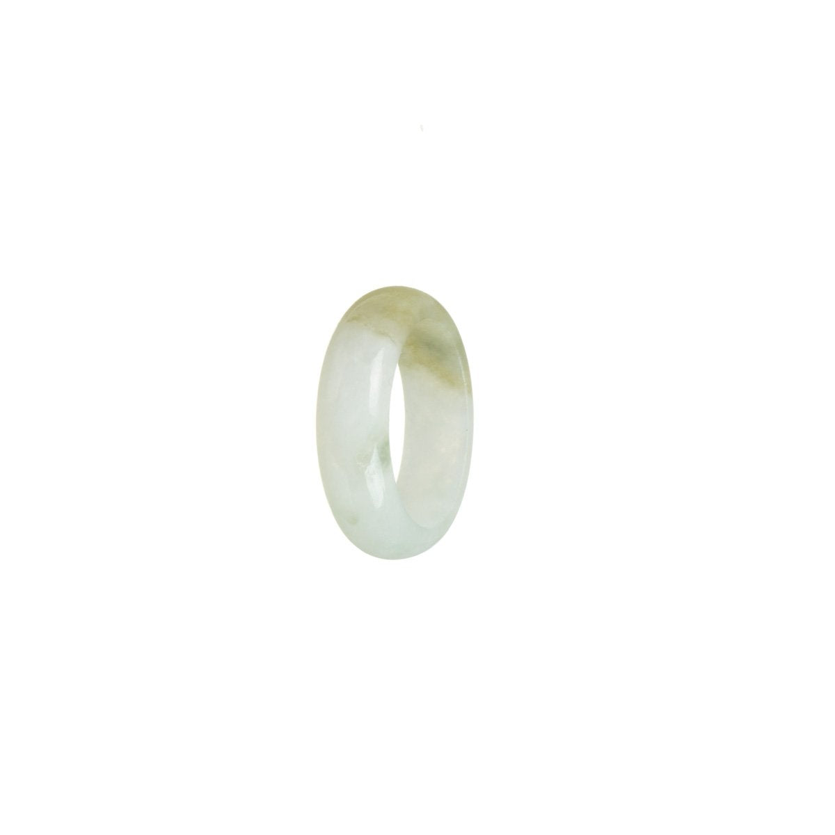 Real White with Olive Jade Ring- Size N